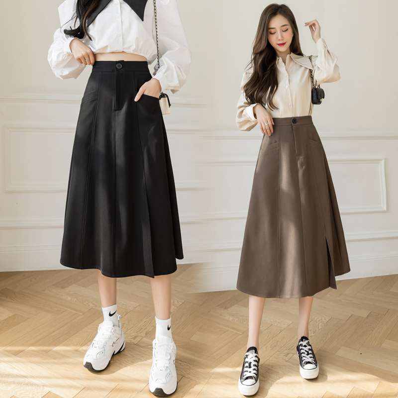 秋壳春季新款时尚半身裙长裙大摆a字裙显瘦中长款裙子