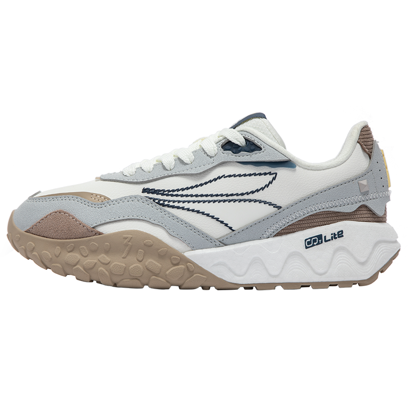 酥饼2.0丨361°女鞋运动鞋革面防泼水颗粒大底男休闲鞋 羽毛白/光子灰 37码