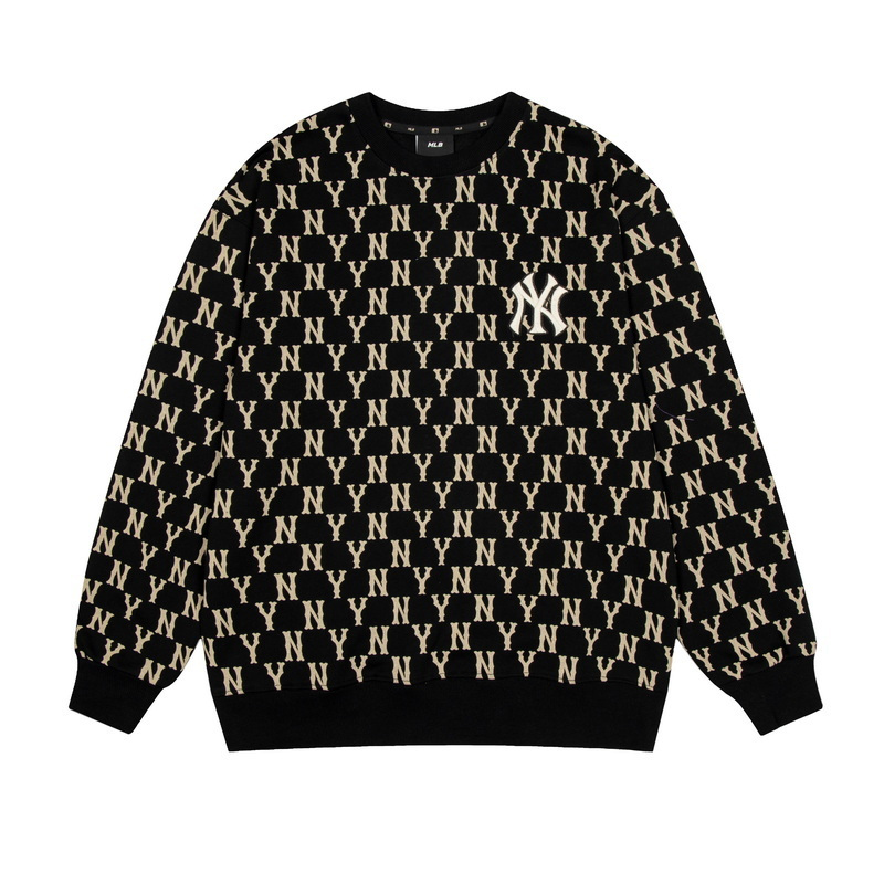 mlb春秋男女卫衣21新款ny老花满标情侣款大标ins长袖宽松套头衫潮牌