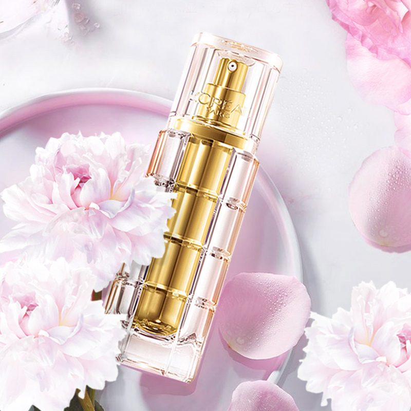 欧莱雅金致臻颜牡丹奢养粉妍精华液30ml精华+30ml替换芯套装紧致补水提亮肤色