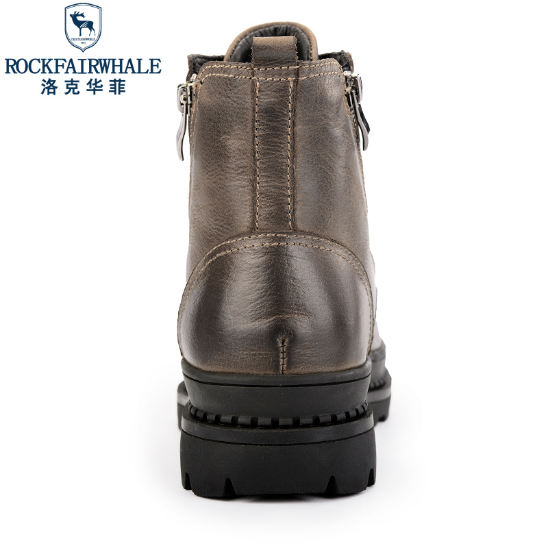 Rock Fairwhale洛克华菲 马丁靴男高帮时尚韩版男士休闲男鞋潮流棉鞋男户外工装雪地牛皮厚底新品男靴高清大图