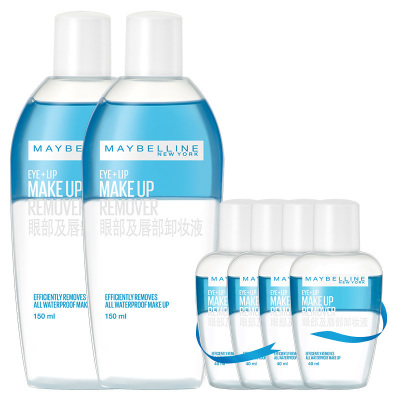 美宝莲(Maybelline)眼唇卸妆液组合(150ml*2+40ml*4)/眼唇脸三合一温和深层清洁卸妆水卸妆油正品