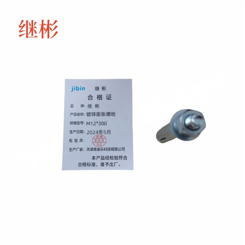 JIBIN/继彬 GB22795-表5 膨胀螺栓 碳钢 镀白锌 M12×300 个高清大图