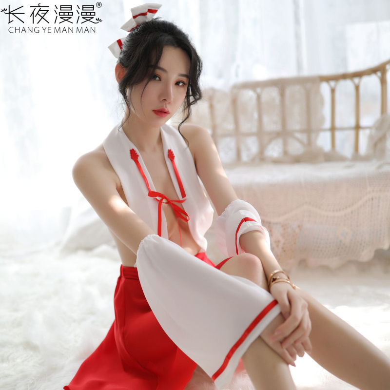 长夜漫漫 情趣内衣日式和服女巫装百褶裙套装夜店制服露背开档绑带免脱透视诱惑睡裙女式情趣睡衣私密成人性用品高清大图