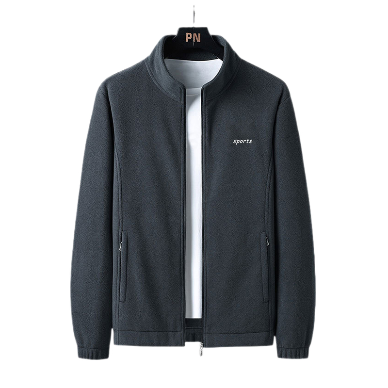 恒源祥羊羔绒夹克外套男士秋冬季加绒加厚保暖摇粒绒拉链开衫链绒高清大图