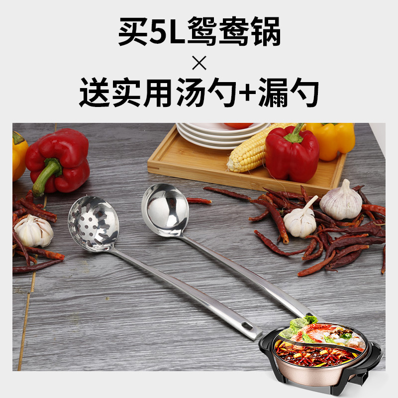 九阳鸳鸯电火火锅锅家用插电多功能电热锅电煮锅电炒锅炒菜一体锅 金色方锅