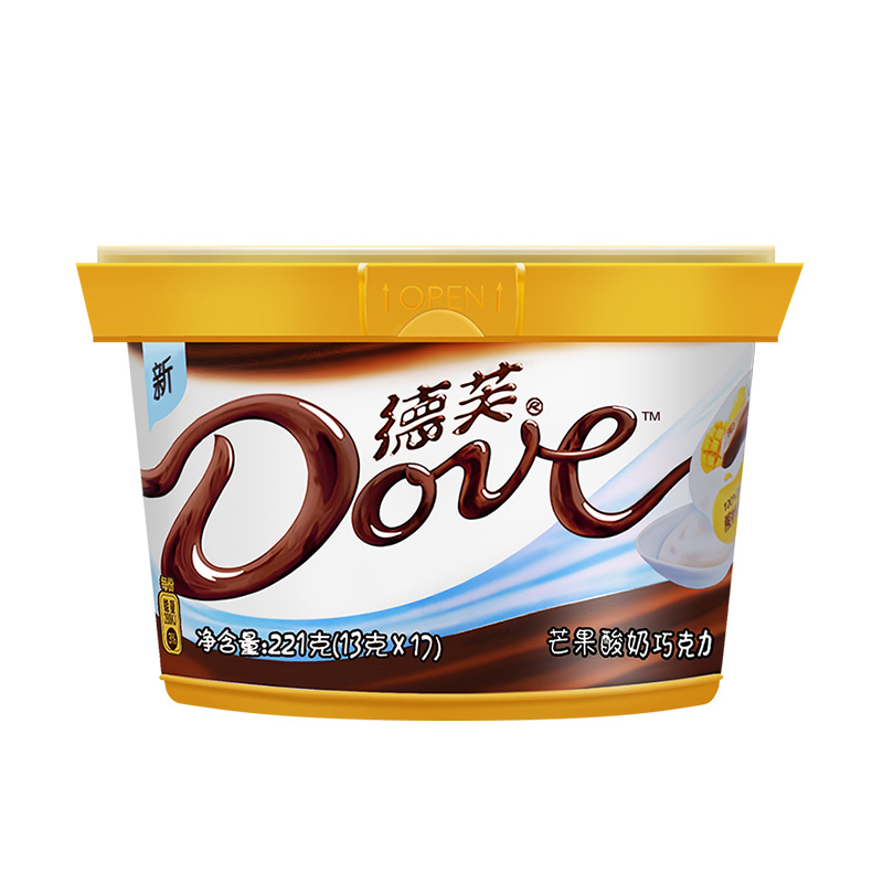 德芙巧克力小清新碗装芒果酸奶巧克力221g抹茶曲奇白巧克力新品休闲