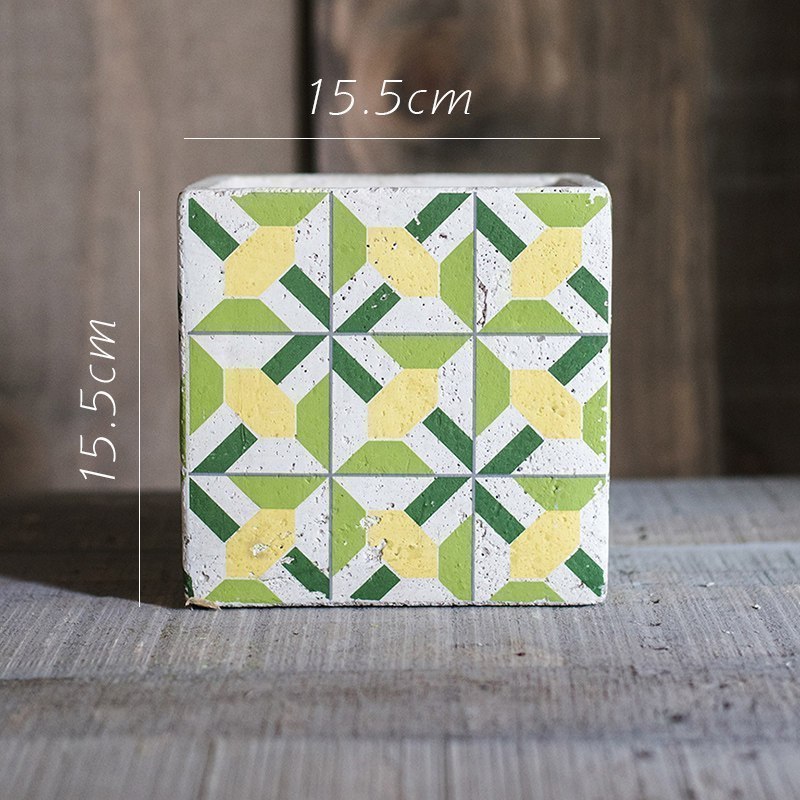 美帮汇氧气系列方体水泥花器花盆花瓶装饰收纳摆件清新艺术风格 D需要打孔请备注 大
