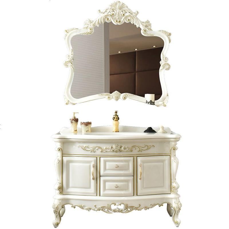 海澳德欧式浴室柜组合卫生间洗脸盆洗手盆洗漱台玉石落地双盆卫浴柜