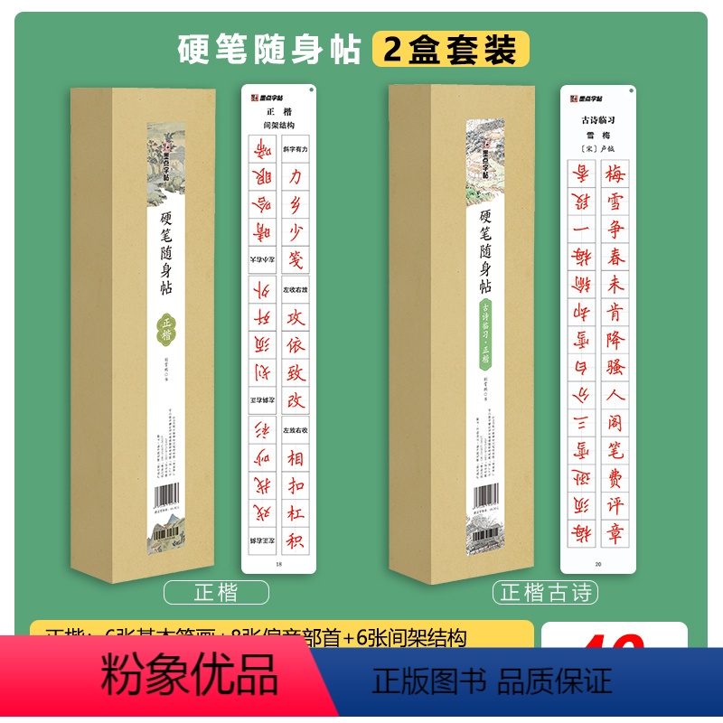 基础字+古诗临习 【正版】字帖近距离临帖卡荆霄鹏正楷基础古诗词透明临摹字卡小学生字帖楷书练字本成人大学生初学者笔画笔顺练