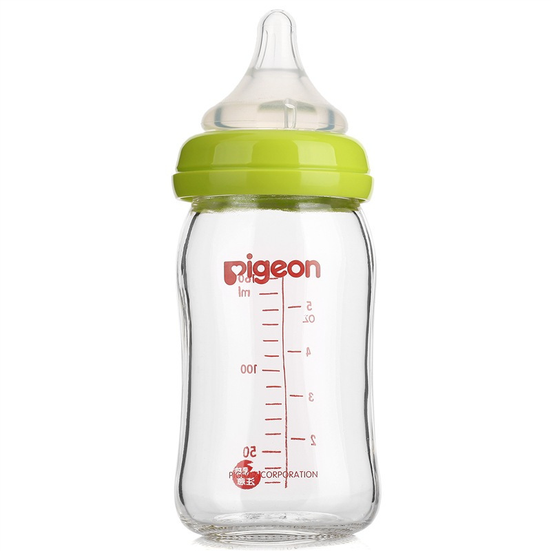 贝亲(pigeon) 宽口径玻璃奶瓶160ml绿色aa72 ss号奶嘴送(吸管手柄)报