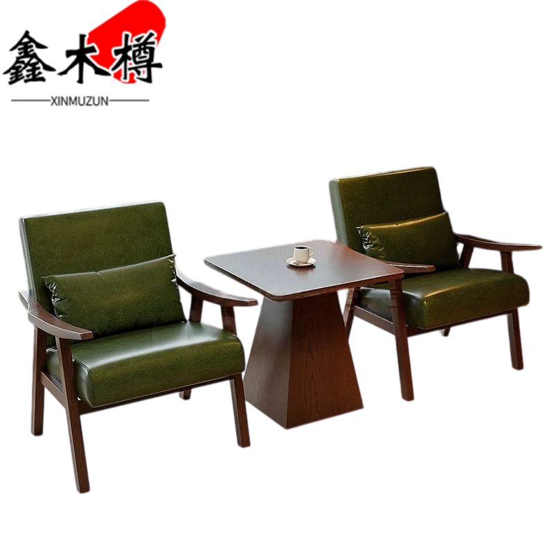 鑫木樽接待桌椅木质组高清大图