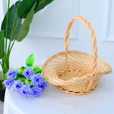 原色 小 厂家直销柳编花篮舞蹈道具跳舞篮手提篮鲜花篮子婚庆小花篮子藤