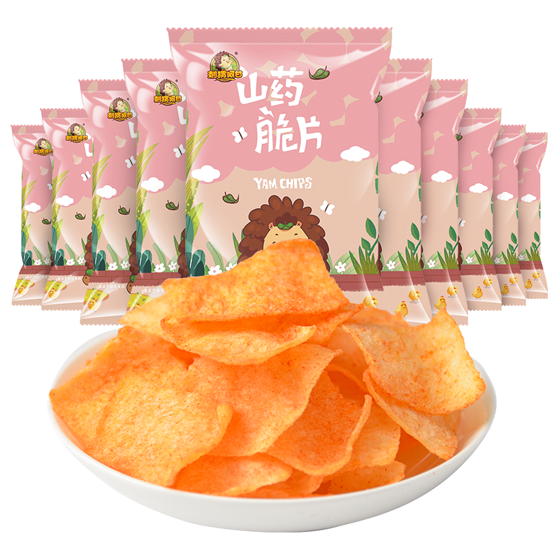 刺猬阿甘山药脆片网红脆片好吃的休闲零食山药薄片脆片番茄味31g*10包高清大图