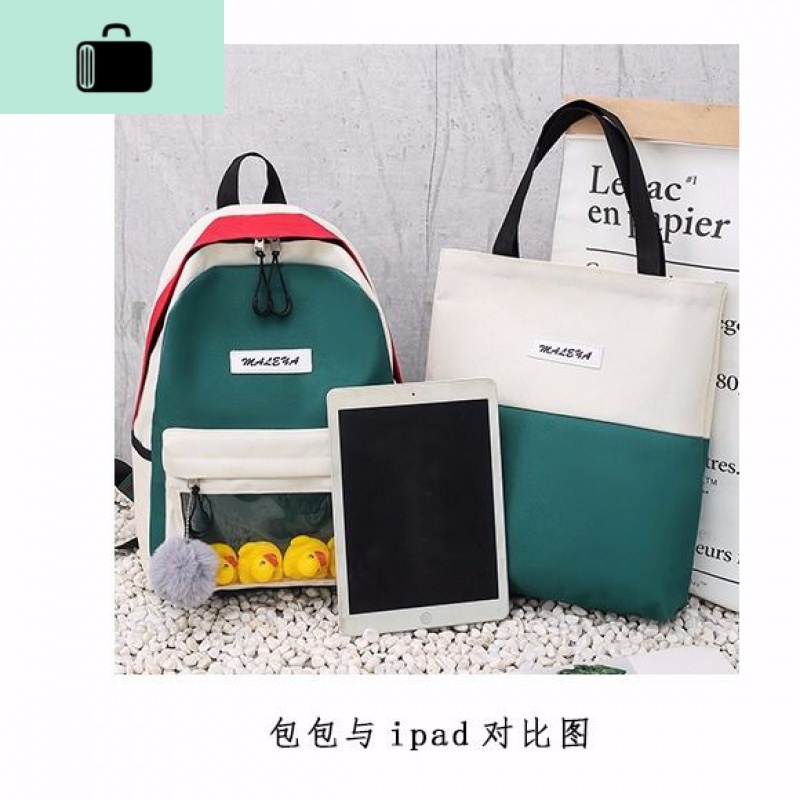 帆布书包女学生韩版ins超火高中初中双肩包女2019新款网红小背包NEWLAKE高清大图