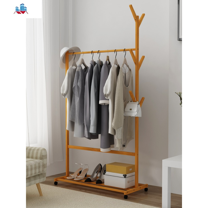 简易衣帽架实木房间衣服包置物架卧室简约现代家用挂衣架落地泰空仓
