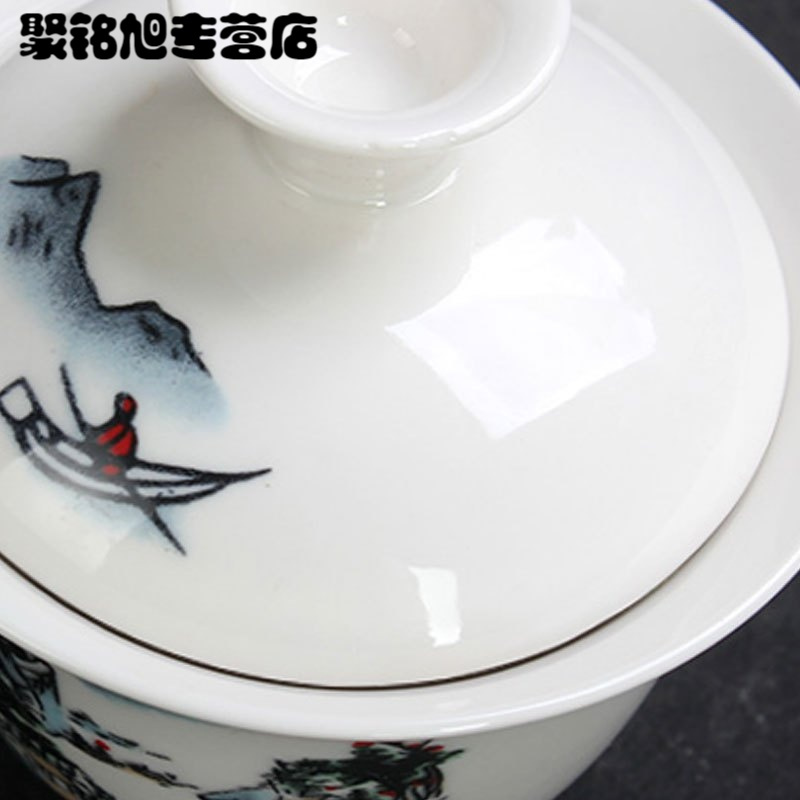 功夫茶具陶瓷茶杯套装白瓷整套青花瓷茶杯盖碗茶具生活日用家庭清洁生活日用家居器皿水具水杯陶瓷茶杯套装