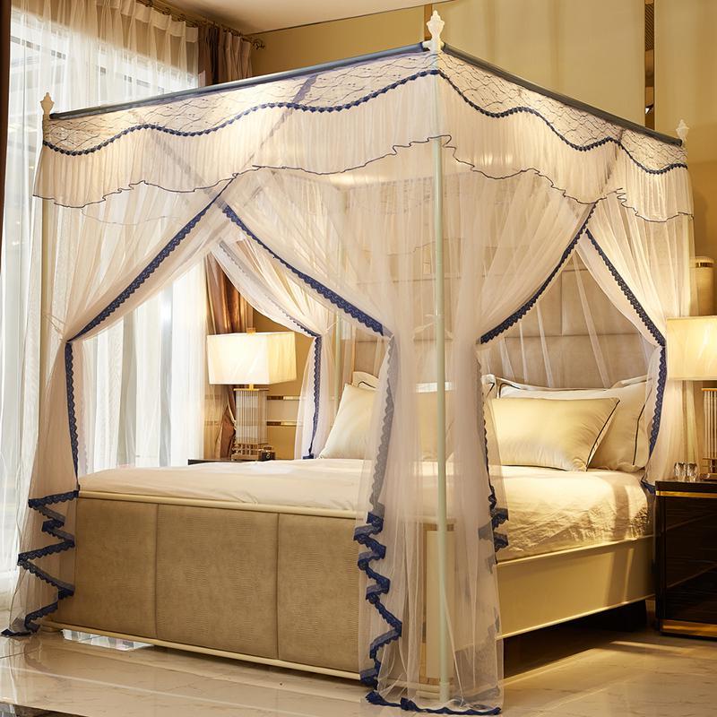美帮汇新款落地蚊帐家用简约公主风12米2米15m18m床支架纹账