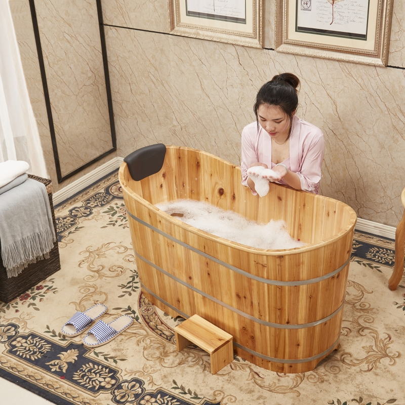 泡澡木桶浴桶大人家用洗澡桶药浴盆带盖成浴缸闪电客熏蒸院