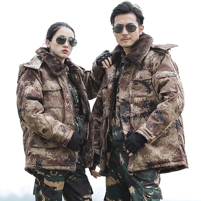 冬季加厚军大衣男荒漠迷彩劳保棉袄女冷库防寒保暖防水棉大衣棉服