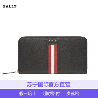 [直营] 巴利(BALLY)TEVYN系列牛皮典红白条纹牛皮男士长款钱包