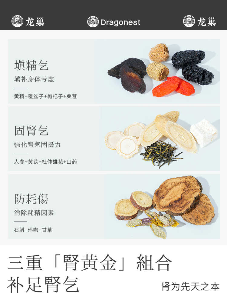 龙巢Dragonest 人参黄精枸杞男神茶70g(10g*7袋)男士精力养生茶包 LCYSZ-3 ||高清大图