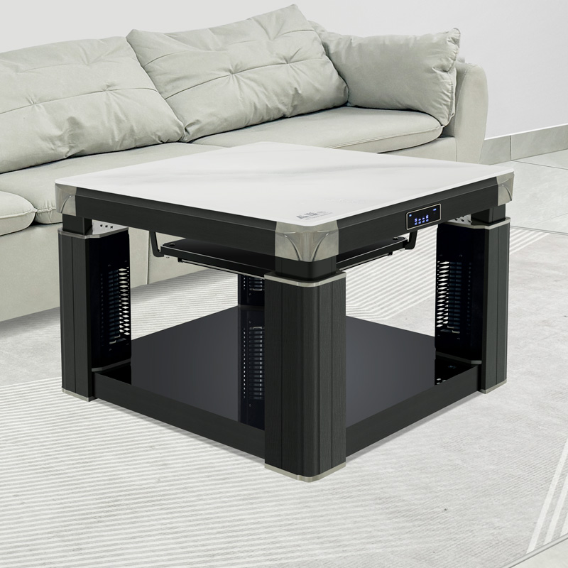 一均25款电暖炉取暖桌电暖桌AX66水晶浮雕90*90CM钢玻语音磁炉升降烤火桌家用烤火炉电烤桌电炉桌正方形电暖炉高清大图