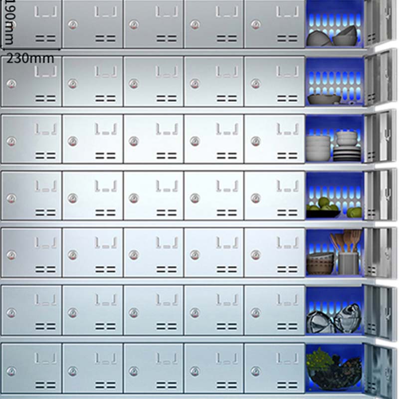 DXBG不锈钢员工食堂消毒餐厅紫外线高温餐盘餐具柜多格饭盒储物柜48门碗柜 紫外线消毒高清大图