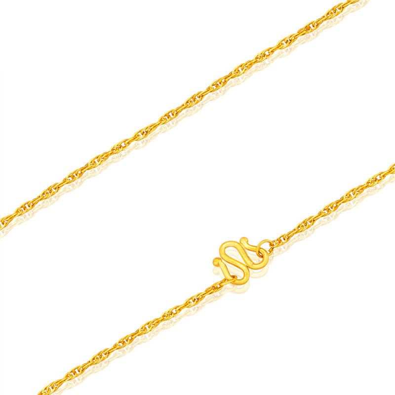 gzuan古钻珠宝 黄金足金 生生相依 绞丝链 黄金项链 黄金素链 百搭