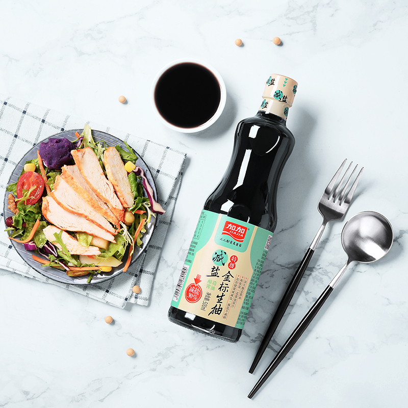 加加 特级减盐金标生抽 酿造酱油500ml 炒菜火锅调味品