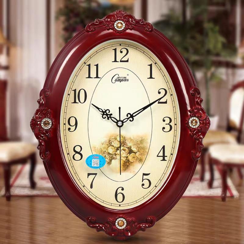 康巴丝豪华钟表静音卧室客厅静音摇摆创意石英钟田园装饰石英钟表4132