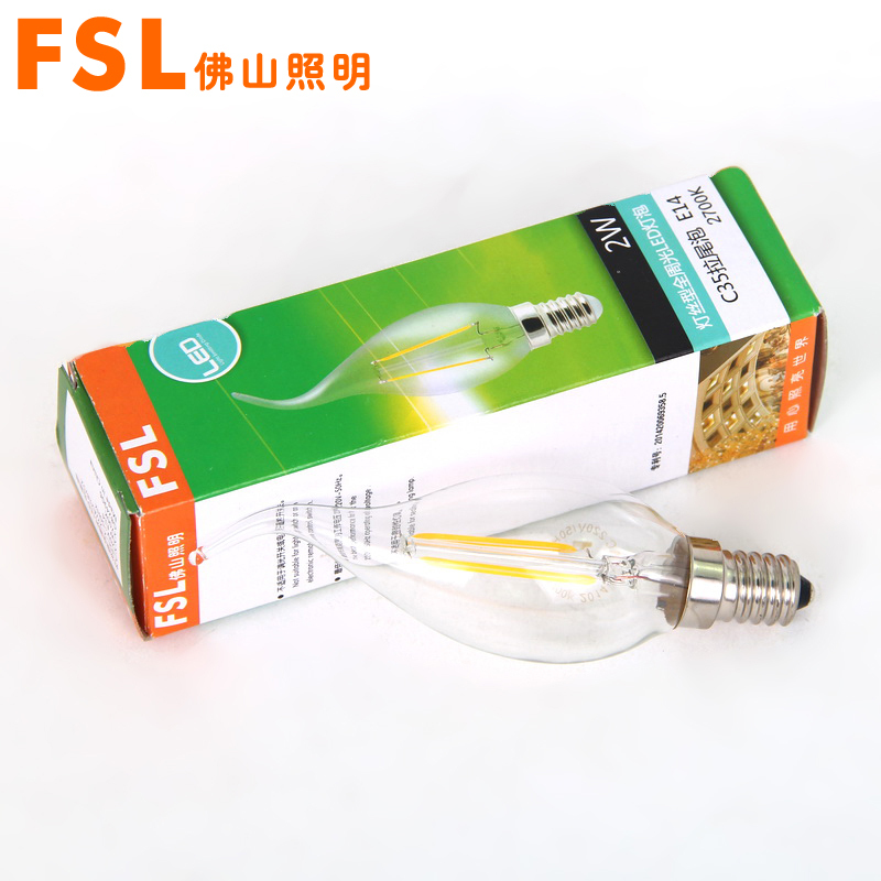 fsl 佛山照明 LED尖泡拉尾灯4w蜡烛灯e14室内水晶吊灯光源钨丝球泡灯