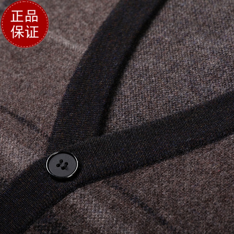 免费试穿 牧绒多斯V领针织开衫男士秋季新款中年爸爸装加厚羊绒毛衣外套打底衫100纯羊毛衫套头商务羊绒衫男士毛衣高清大图