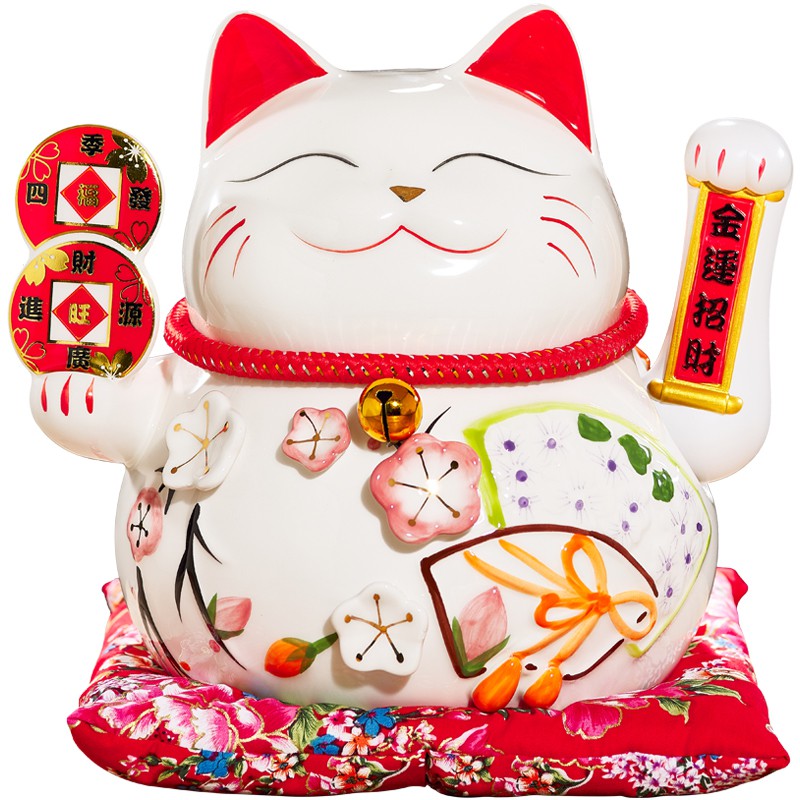 猫摆件自动招手开业礼品送人电动摇手家居店铺创意客厅发财猫 三维工匠 10寸七福猫元宝-摇手猫高清大图