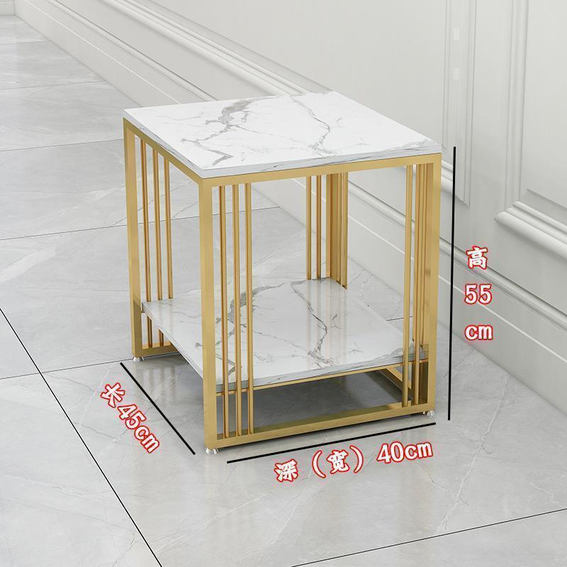 森美人沙发边几轻奢双层带抽屉客厅大理石角几简约现代卧室床头柜小桌子 【无抽屉】宽45深40高55