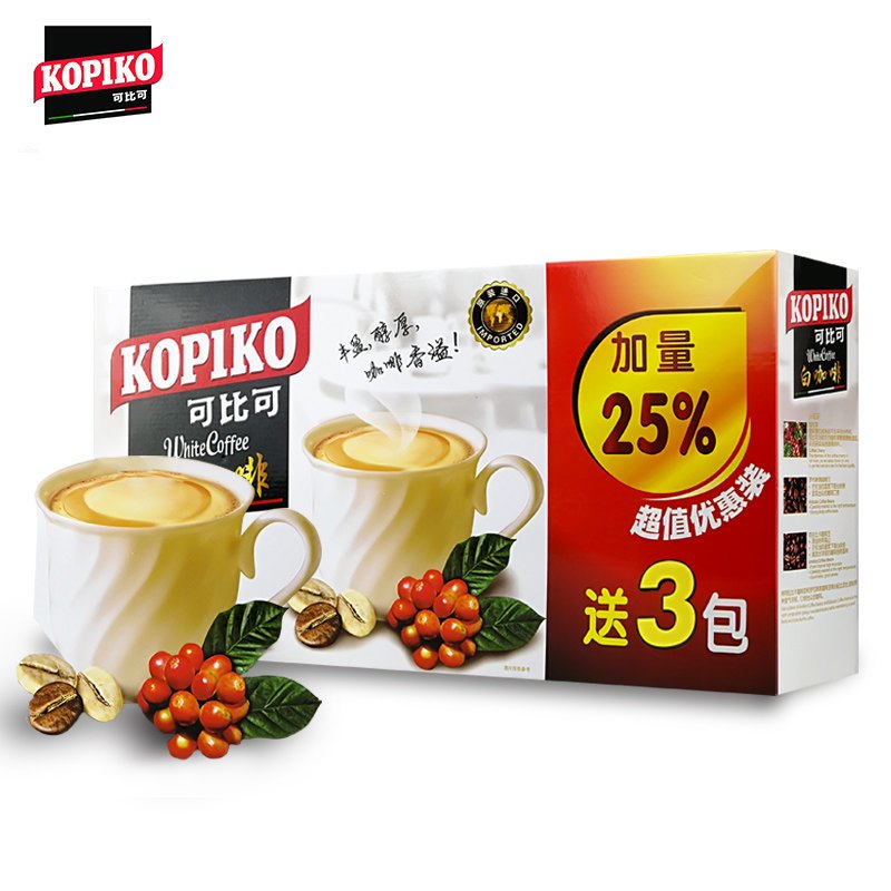 印尼进口 KOPIKO可比可白咖啡450克/盒(12+3包)办公室提神 速溶咖啡冲调饮料