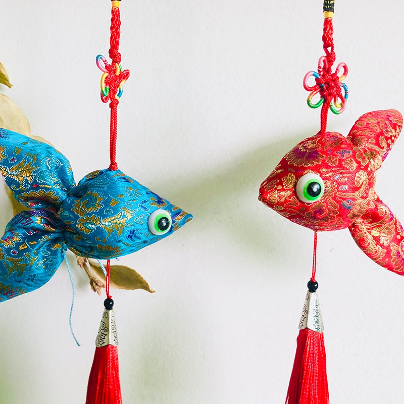 红色金鱼材料包艾草端午节金鱼香包diy材料包传统工艺香囊手工制作