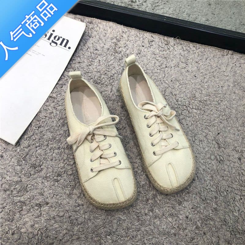 SUNTEK东大门渔夫鞋女2022年春季新款韩版超chic草编懒人一脚蹬乐福鞋女图片