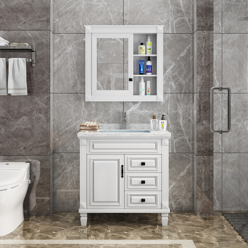 美式橡木浴室柜组合卫生间落地式洗脸盆洗漱台洗手池卫浴柜闪电客浴室