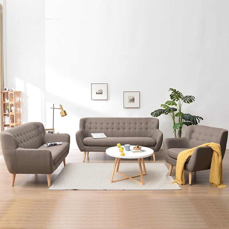 家逸轻奢布艺沙发北欧简约现代三人客厅日式小户型双人沙发椅视频