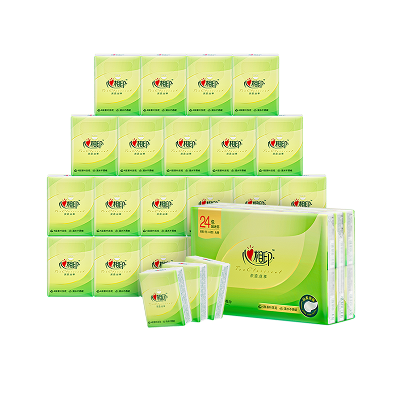 心相印(Mind Act Upon Mind)C3624茶语丝享系列24包装四层纸手帕超迷你便携手帕纸