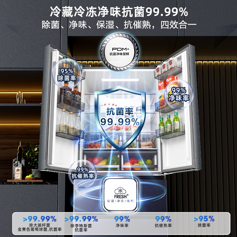 海信(Hisense)525升冰箱四开门法式冰箱家用一级能效风冷无霜家电政府补贴以旧换新BCD-525WNK1PU 双系高清大图