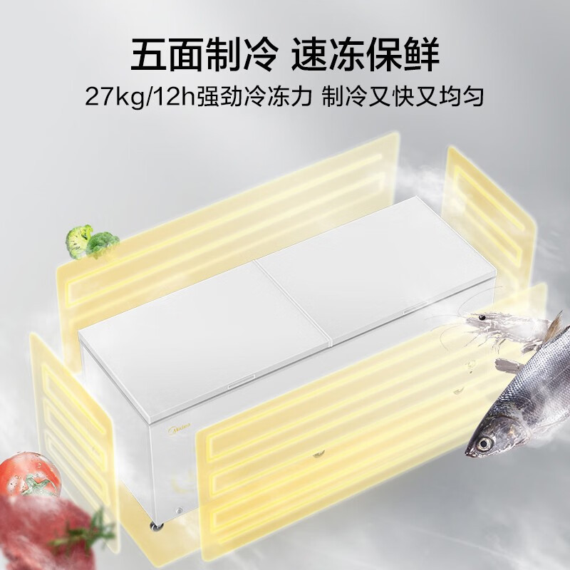 [政府补贴]美的(Midea)719升双顶开家用全冷冻冷藏转换冷柜卧式冰箱BD/BC-719DKM(E)苏宁自营以旧换新