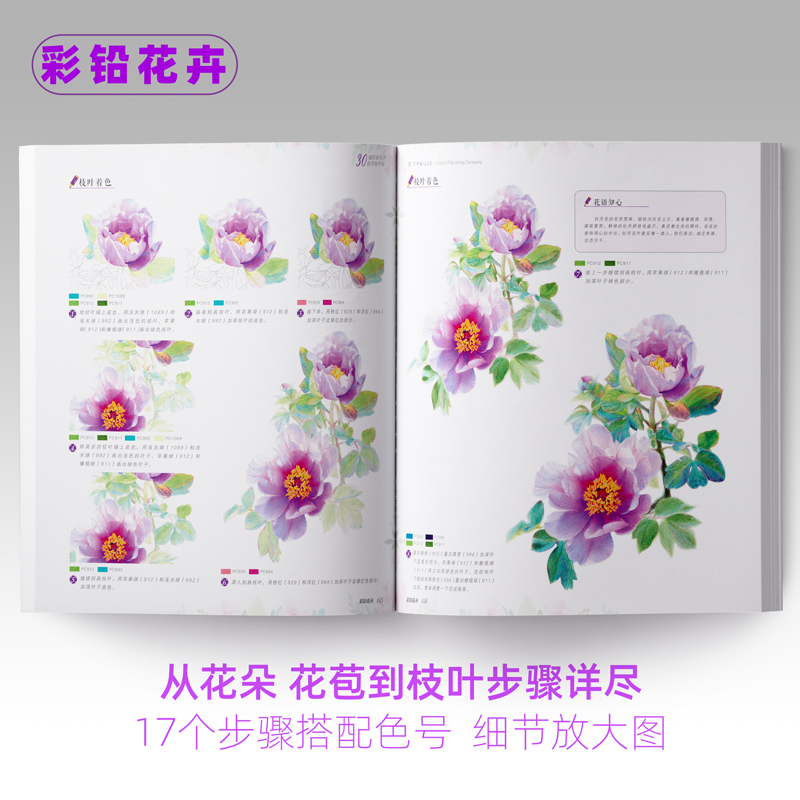 [醉染正版]彩铅花卉画教程书铅笔画临摹画本手绘涂色填色生活艺术书籍花朵草植物水彩写实成人绘画插画册初级学零基础入门线稿儿高清大图