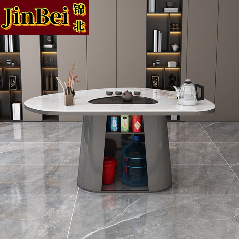 锦北岩板茶桌椅组合现代家用阳台简约茶桌办公室泡茶桌 1.3桌高清大图