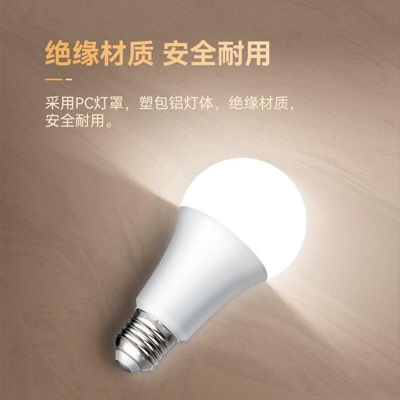 企采严选 LED灯泡节能灯光源拉尾蜡烛尖泡e14小螺口球泡5W [5只装]5.5瓦 4000K暖白光 E14小螺口高清大图