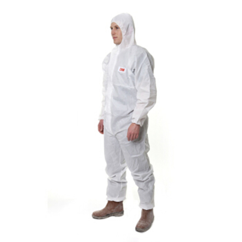 3M 4515白色带帽连体防化服 防护颗粒物及液体有限喷溅 防尘服防化服