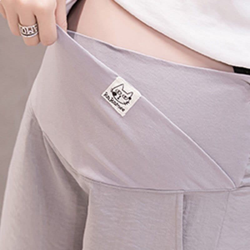 迪鲁奥(DILUAO)孕妇装2021孕妇裤子夏季新款薄款棉麻九分裤孕妇装休闲裤托腹裤可调节扣图片