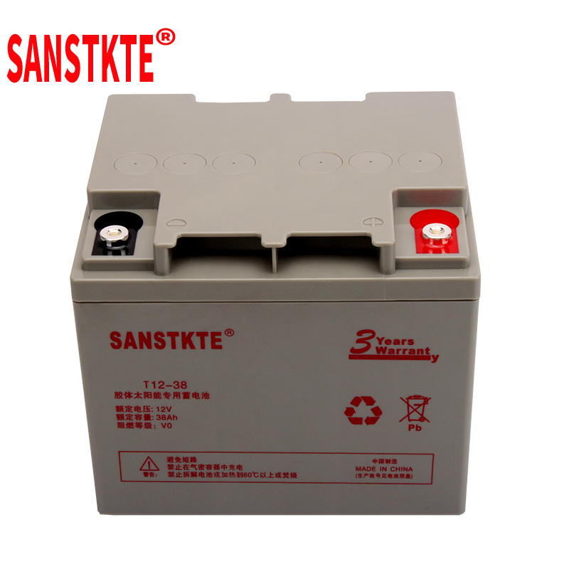 SANSTKTE太阳能蓄电池12V38AH备用摆摊储能电瓶小型系统户外发电备用T12-38高清大图