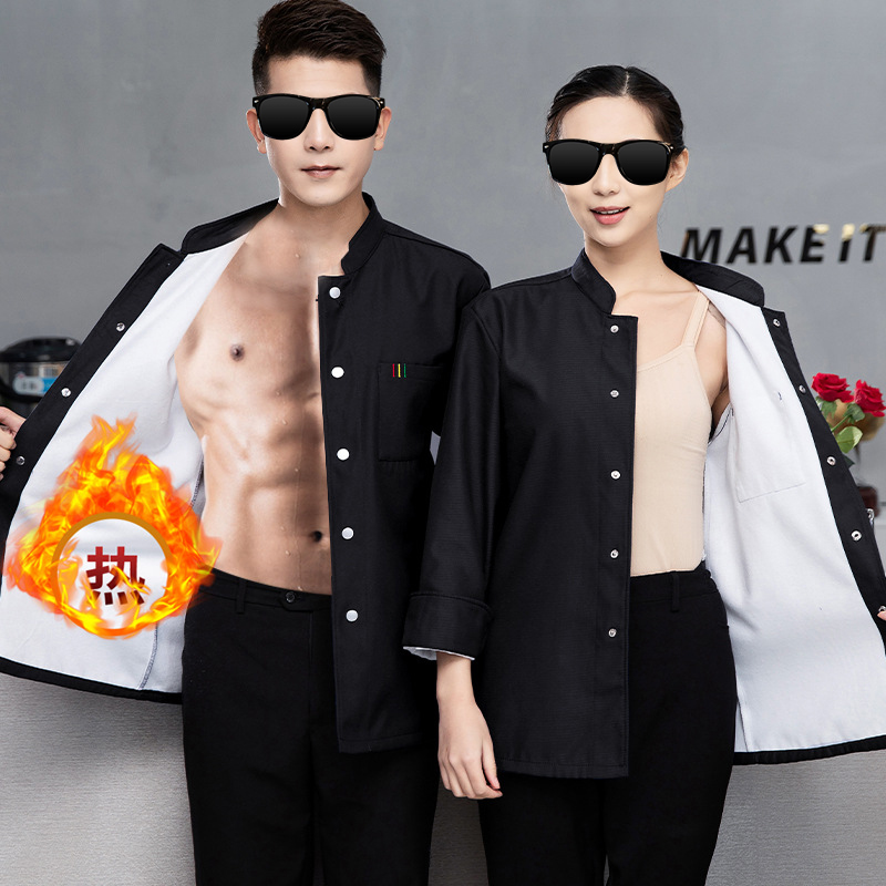 TDUO加绒加厚冬装厨师服X3 套 黑色 2XL